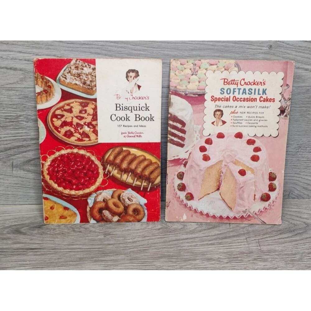 Vintage Betty Crocker Cook Books 1956 Bisquick & 1957 Softasilk Special Cakes
